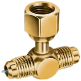 Access Valve, 1/4" Female SAE Swivel Nut on Branch Tee