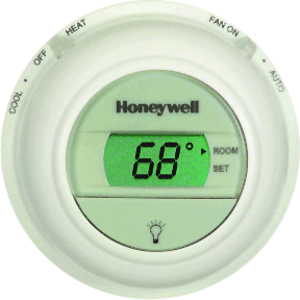 Digital Thermostat, 1H/1C Non-Programmable Battery/Hardwire Premier White The Round