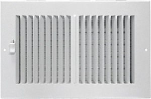 Sidewall/Ceiling Register, 14" x 4" White 2-Way Steel 1/2" Spacing