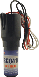 Hardstart Relay, Solid-state , 3-in-1 Start, Relay Capacitor Overload, Rated for 1/4 to 1/3 hp, 115V, 243 to 292 MFD, Max RLA 6.8 Amps, Max 25 LRA