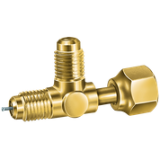 Access Valve, 1/4" Female SAE Swivel Tee w/Depressor, Nut on Run