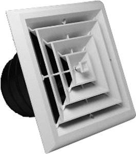 Diffuser, 8" x 8" 4-Way Grille/Damper/Box Classic MV4