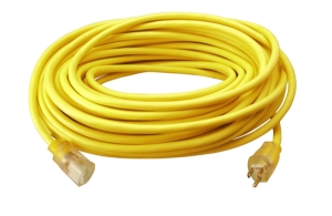 Extension Cord, 15 Amp 125V 100' Yellow w/ Lighted End SJTW Jacket