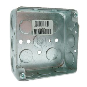 Electrical Outlet Box, 1-1/2" D x 1/2" K.O. Steel Square