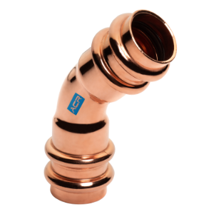 ACR Press Copper 45 Elbow, 0.63" x 1-1/8" OD (P x P) Long Radius