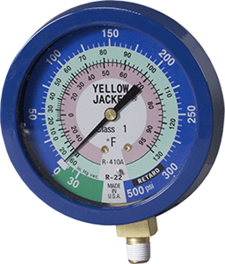 Low Pressure Gauge, 21/2" Blue Compound bar & Mpa R410A