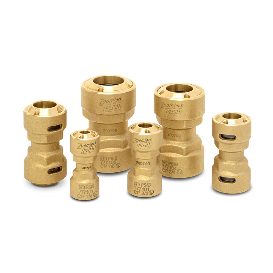 Copper Adapter, 3/8" SAE Flare ZoomLock PUSH PZKPF6HNBR*