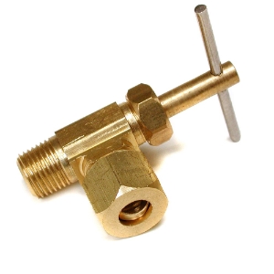 Angle Needle Valve, 1/4" CC x 1/8" MPT fits Sill Cocks & Pipe Adapter include Poly Tube Adapters