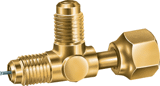 Access Valve, 1/4" Female SAE Swivel Tee w/Depressor, Nut on Run