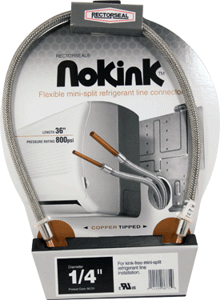 Refrigerant Line Connector, 1/4" x 3' Flexible Hose 800 psi NoKink