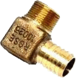 Brass 90 Degree Elbow, 1" MPTx1" Barb w/ PT Port