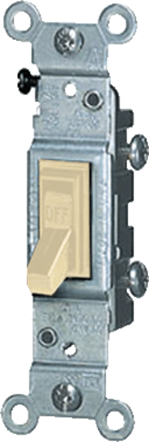 GoHVACR.com | Toggle Switch, 15A 120V 1P Silent Ivory w/ Ground Leviton