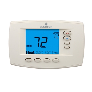 Digital Thermostat, 4H/2C Programmable 7-Day Battery/Hardwire White Blue Easy Reader Private Label Bassett Services